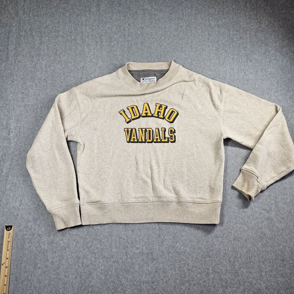 University of Idaho Vandals Crewneck Sweatshirt Cream Medium Womens Moscow NCAA